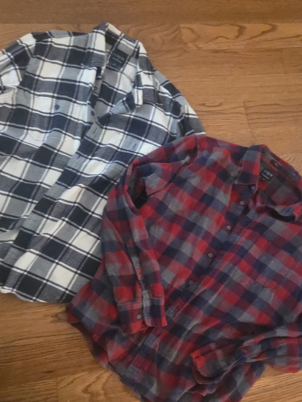 J. Crew Two-Pack Plaid Button-Down Flannel Shirts in Red & Navy and White & Navy